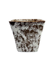 Vtg S. Ballard Vermont 20 Handmade Ceramic Vase/Pencil/Pen Holder White & Brown picture