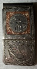 Vintage Aztec Sun Calendar Alpaca Mexico Money Clip picture