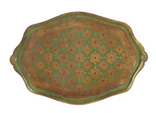 Vintage Italian Florentine Tole Tray Green and Gold Design Tray picture