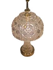 Lead Crystal Table Lamp Bedside Vintage Boudoir Gold Hollywood Regency 12