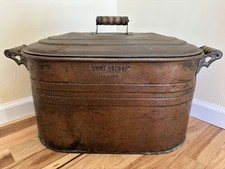 Antique Vintage Atlantic 15 Gallon Copper Canning Double Boiler, Handles & Lid picture
