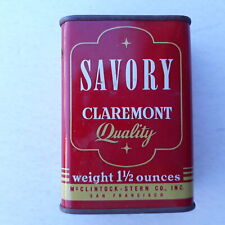 Vintage Savory Claremont Quality 1/2 Ounces Tin 3.25-Inch Tall picture