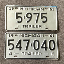 RARE 1961  MICHIGAN TRAILER LICENSE PLATE SET OF 2 VARIATIONS 