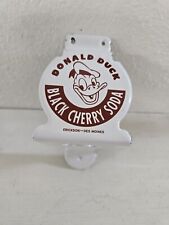 RARE 1950s DONALD DUCK BLACK CHERRY BOTTLE OPENER STAMPED METAL PORCELAIN SIGN picture