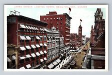 Hamilton Canada, James Street Looking North, Shops, Clock Tower Vintage Postcard picture