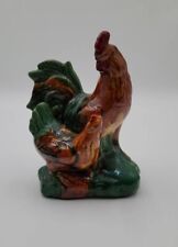 Vintage Rooster & Hen Ceramic Figurine 7 3/4” x 5 1/2” Farmhouse Decor picture