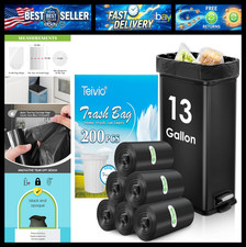 13 Gallon 200 Count Tall Kitchen Trash Bags 10 Gal 12 Gal 13 Gal fit 50 liter Ga picture