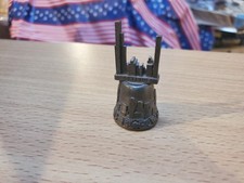 Vintage Chicago Skyline Pewter Souvenir Thimble Willis Sears Tower Model picture