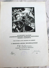 Antique 1938 Hungarian Certificate Appreciation Photographer F M Tuckerman WWII picture