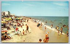 Rehoboth Beach Delaware Scenic Oceanfront Sun Bathing Chrome UNP Postcard picture