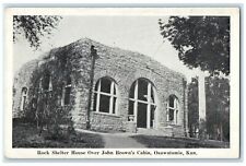 c1920's Rock Shelter House Over John's Brown Cabin Osawatomie Kansas KS Postcard picture
