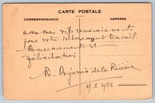 1938 POSTCARD LOUIS PASTEUR signed RENE DUJARRIC DE LA RIVIERE fellow scientist picture