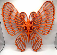 Vintage 70’s Orange Butterfly Wall Hanging MCM Burwood Products 1971 Boho Kitsch picture