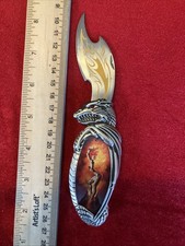 RARE Master Collection Fantasy Dragon Knife Woman Art Red Eye Ornate Folding picture
