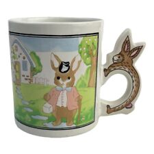 VTG 1994 McCrory Coffee Cup Mug Rabbit Easter Bunny Handle Brown Bunny Cottage picture