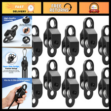 10Pcs Black Double Pulley Block Set, Small Snatch Cable Pulleys with Ball Bearin picture
