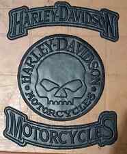 Set Of Harley Davidson black on artificial leather Rockers and Willie G Skull picture