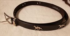 Greyhound Whippet Leather Belt  XL  Brown with Silver Dogs picture