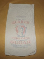 VINTAGE QUAKER PENNSYLVANIA SUGAR CO PURE CANE SUGAR CLOTH SACK picture