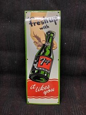 Porcelain FRESH UP 7up Enamel Metal Sign Plate Size 30 
