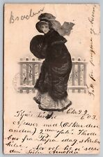 Vintage 1903 Foreign Postcard with Woman picture