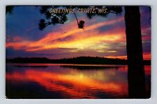 Crivitz WI-Wisconsin, General Greetings Sunrise, Antique, Vintage Postcard picture