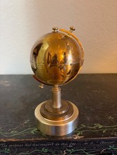 1950’s vintage Brass Globe-Shaped Cigarette Holder Case & music box picture