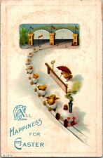 Vintage Antique Postcard Easter Anthropomorphic Baby Chick Egg Train Conduct P04 picture