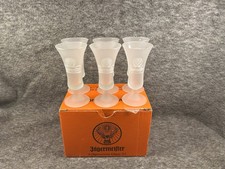 New Boxed Set of 6 Jagermeister Frosted Footed Shot Glasses 2cl Barware Stemmed picture