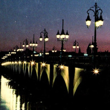 * VTG Postcard Bordeaux France Night Time View Bridge Pierre Tourist Collectible picture