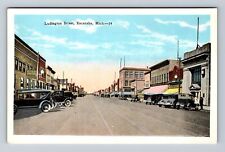 Escanaba MI-Michigan, Ludington Street Storefronts Antique, Vintage Postcard picture