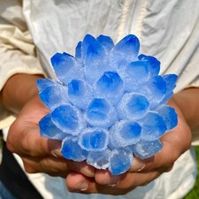 454G  Newly discovered blue crystal cluster flower shaped mineral specimen picture