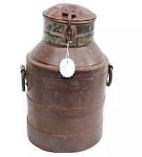 Vintage Rustic Iron Milk Churn Drum: Multi-Functional Container Collectible D1 picture