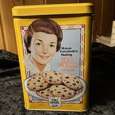 1980-90s Vintage Nestle Toll House Cookie Yellow Commemorative Tin C. 1939/42/54 picture