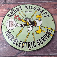 Vintage Reddy Kilowatt Porcelain Sign - Advertising Gas Station Pump Sign picture