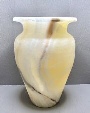 Mid Century Alabaster Hand Made Stone Vase Made In Egypt picture