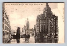Milwaukee WI-Wisconsin, North From Michigan Street Bridge Vintage c1907 Postcard picture