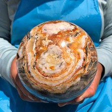 5.5LB Natural Striped Agate Ball Quartz Crystal Sphere reiki healing picture