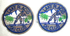 Vintage Embroidered Lake Placid New York Ski Club Cross Country Felt Patches (2) picture