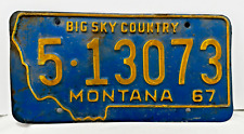 Vintage 1967 Montana Big Sky Country License Plate, 5 Lewis and Clark Co. #8066 picture
