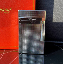 S.T. DUPONT Gas Lighter Silver St Paris Line 2 with Box Working France Dupond picture