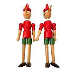Vintage Pair of Wooden Italian Pinocchio Dolls Bendable Joints | Italy 1980s picture