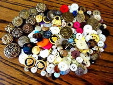 VINTAGE LOT OF 200+ MISCELLANEOUS BUTTONS INCLUDING 11 BRASS BUTTON COVERS picture