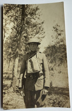 Real Photo WWI American Soldier Doughboy Uniform Gas Mask Bag picture