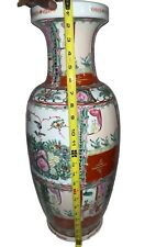 Stunning Tall Chinese Rose Medallion Porcelain Vase Urn Vessel 25