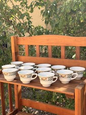12 Vintage Rego Bountiful Basket Restaurant Ware Mugs Fruit Lattice Floral picture