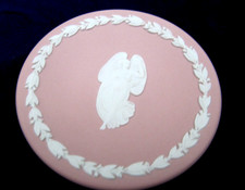 Vintage Wedgwood Pink Jasperware  Pin Tray Winged Figure Center picture