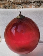 RARE VINTAGE RED GLASS KUGEL BALL ORNAMENT CHRISTMAS SHINY BRITE MADE INGERMANY picture