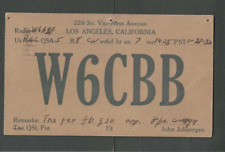 1932 Early Ham Radio (QSL) Card Call Letters W6CBB Los Angeles Ca picture