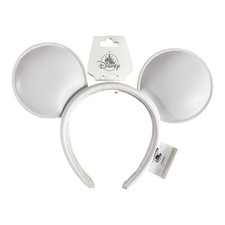 Disney Parks Mickey Mouse Ears White Classic Signature Faux Leather - NEW picture